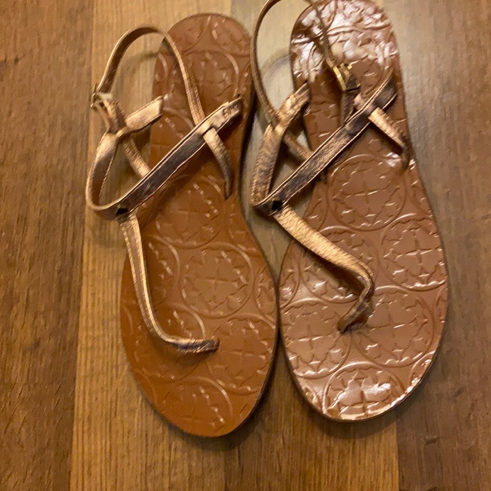 Metallic Blush Gold thong sandals; good condition.